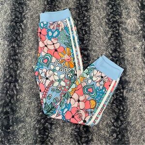 Adidas Girls 10-12 Multicolored Floral Print Athletic Jogger Track Pants